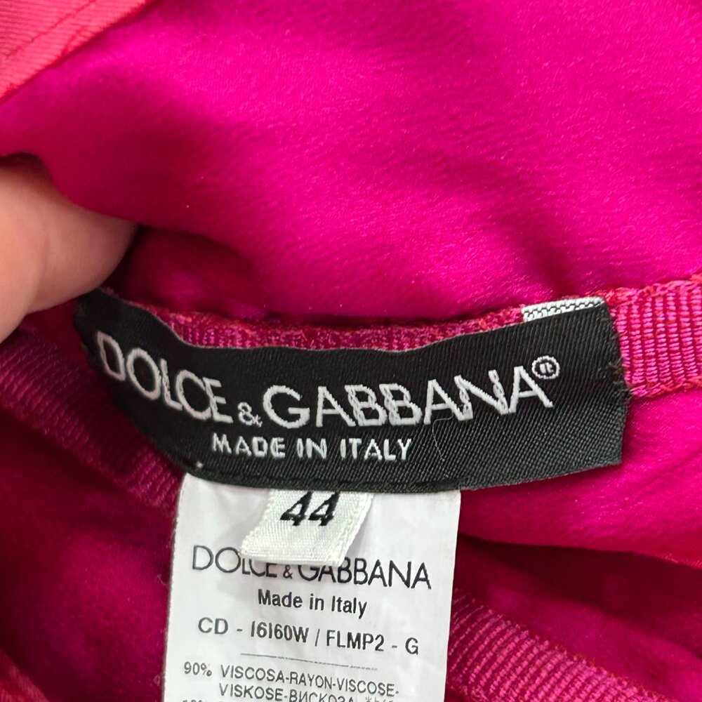 Dolce & Gabbana Black Magenta Lace‎ Ruched Sweetheart Neck Cocktail Dress Size 8 - Picture 10 of 14